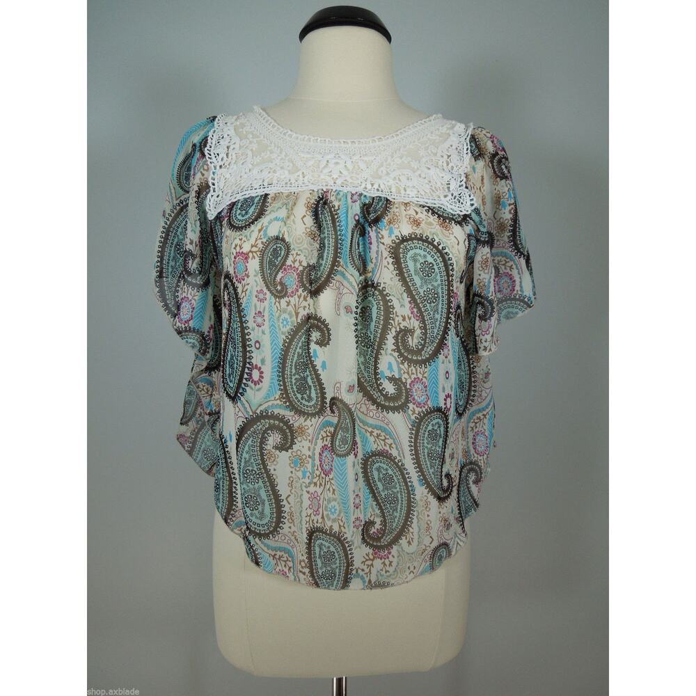 JULIES CLOSET Dolman Blouse M MEDIUM Sheer Paisley Print